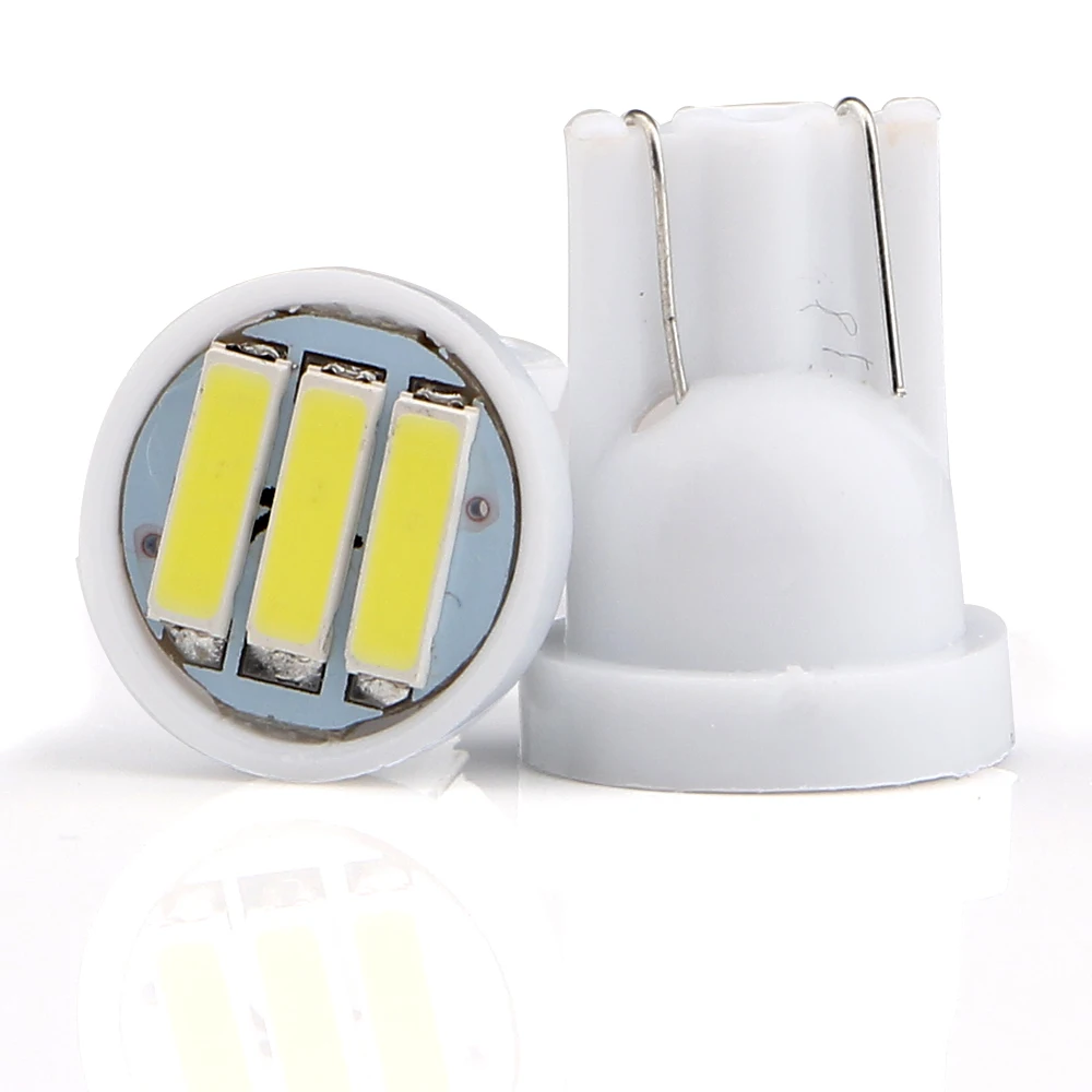 1000 шт./лот T10 7014 3SMD 194 927 161 168 W5W 3 светодиодных фар для авто Подсветка приборной панели сигнальные лампы AC/DC 12V парковки боковых фонарей