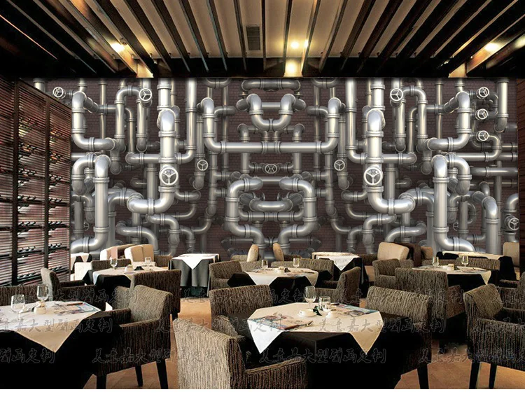 Пользовательские промышленные ветровые трубы Лофт кирпичная стена персонализированные 3D обои 3D обои магазин повседневное кафе бар КТВ Большая фреска
