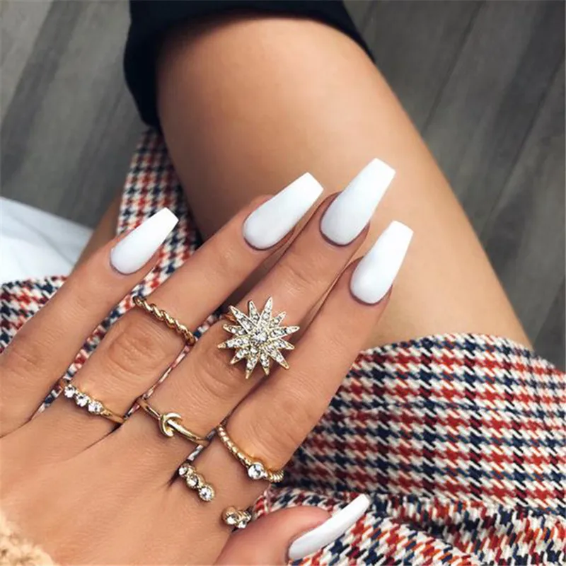 docona Vintage Antique Geometric Knuckle Ring Set for Women Rhinestone Midi Rings Set Party Jewelry Anillos Accessories - Image 3