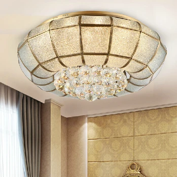 

LED European 100% Copper Crystal Ceiling Lights Fixture American Modern Ceiling Lamps Bed Room Living Room Dining Room Lights