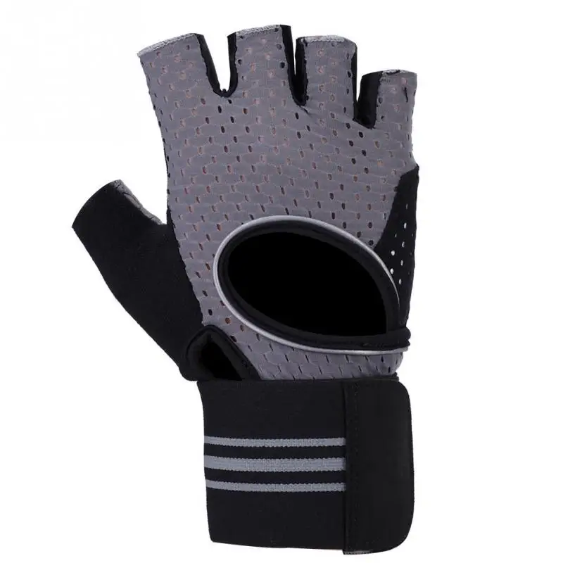 1 Пара Противоскользящие дышащие спортивные перчатки для тяжелой атлетики и фитнеса перчатки крюк и петля половина пальцев Защита тренажерный зал перчатки