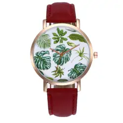 Модные высококачественные ZLF-00206 женские золотые оболочки листья тропических растений кварцевые часы модные популярные милые подарок