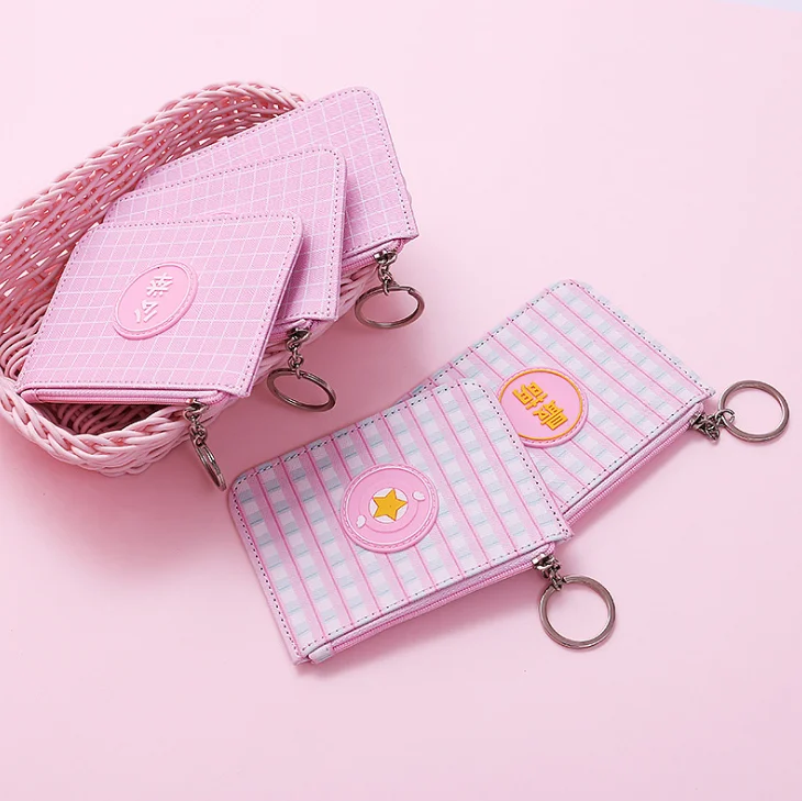 1 шт. Kawaii Мини PU держатель для карт розовая сетка Звездные Крылья Женская визитная карточка ID сумка Монета Сумки Канцелярские товары студенческие держатель для карт s