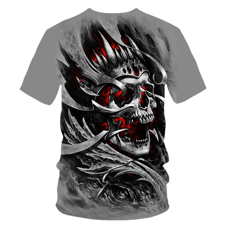 New hot men's summer skull poker print men's short-sleeved T-shirt 3D T-shirt casual breathable season hip-hop brand T-shirt 6XL