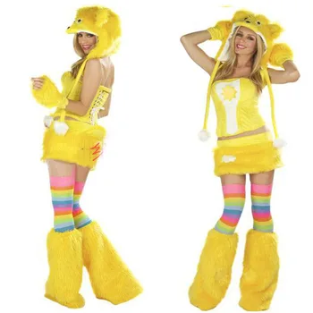 

OKAYOASIS Cute Bear Costume Adult Women Sexy Animal Costume Furry Costume Yellow Fluffy Plush Fancy Dress Carnival Costumes