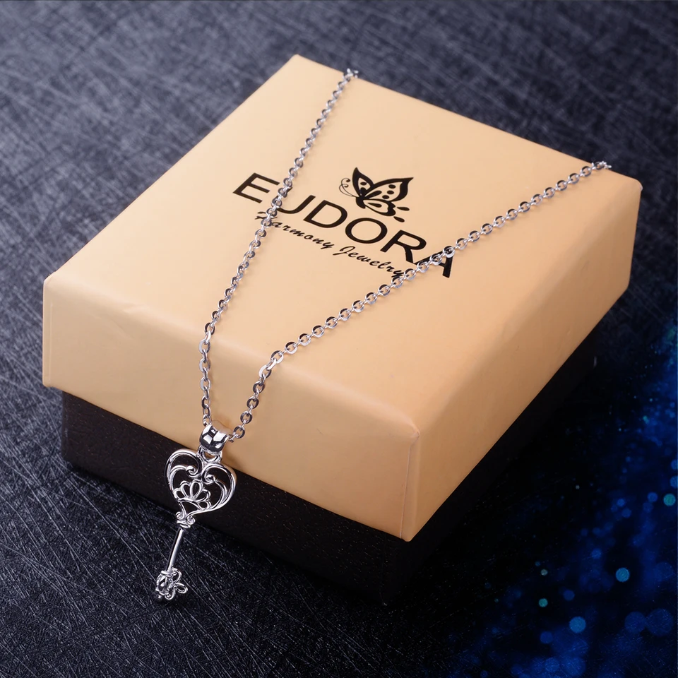 EUDORA nuovo argento sterling 925 felicà chiave pendente collana gioielli in argento sterling per le donne adolescente festa di anniversario regalo D93  36
