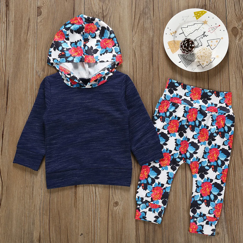 

Kid Toddler Baby Boy Girl winter clothes Hooded Long Sleeve Tops Shirt+Pants Outfits Set 2019 clothing roupa infantil masculino