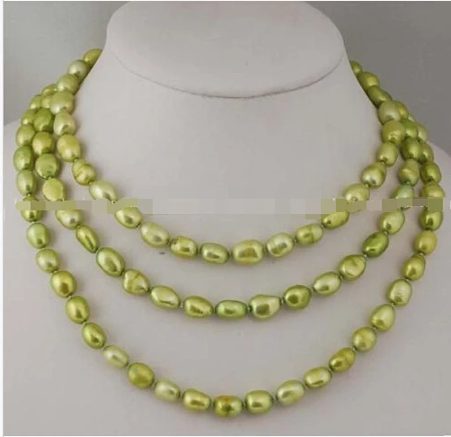 

Free shipping >>>>>WOW! freshwater pearl yellow green baroque necklace 48" nature