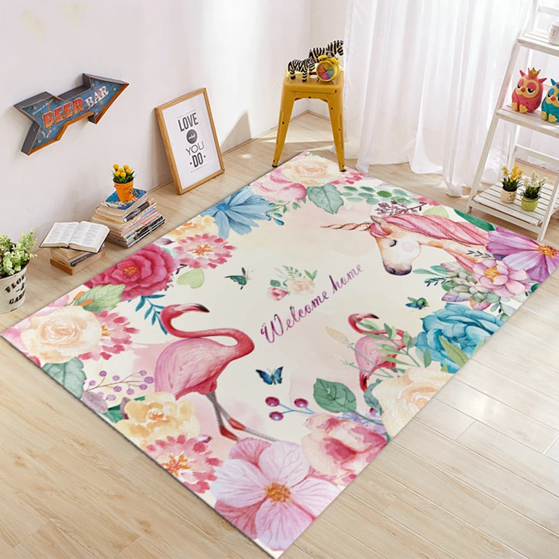 

Kids Unicorn Rugs And Carpets Baby Home Living Room Large kids Bedroom Parlor Hallway kitchen Door Floor Bath Mats customized