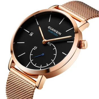 

2018 New Luxury Simple Watch Top Brand GuanQin Ultrathin Quartz Watches Men Date Sapphire Waterproof Fashion Casual wristwatch