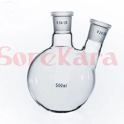 

500ml Laboratory Borosilicate Glass 24/29 Joint Glass Flask round bottom with two necks Graduated