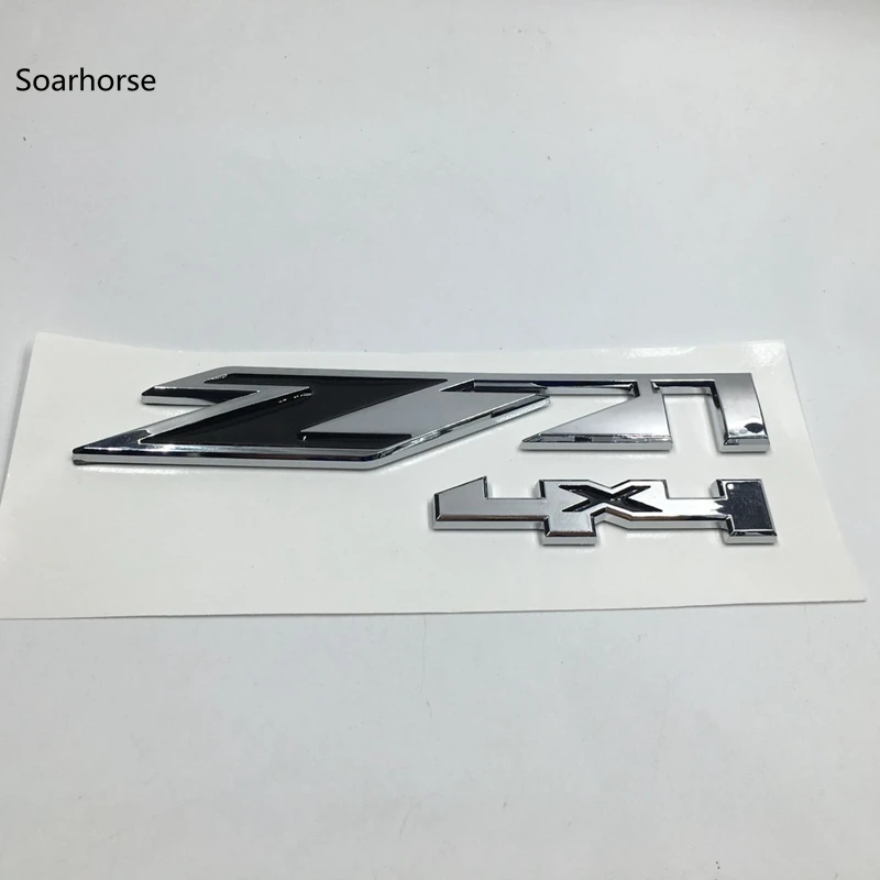 2pcs 4x4 Letter Emblem Nameplate 3D Badge Decal Script Fender Door Silver Fit For Chevy Silverado GMC Sierra Chrome