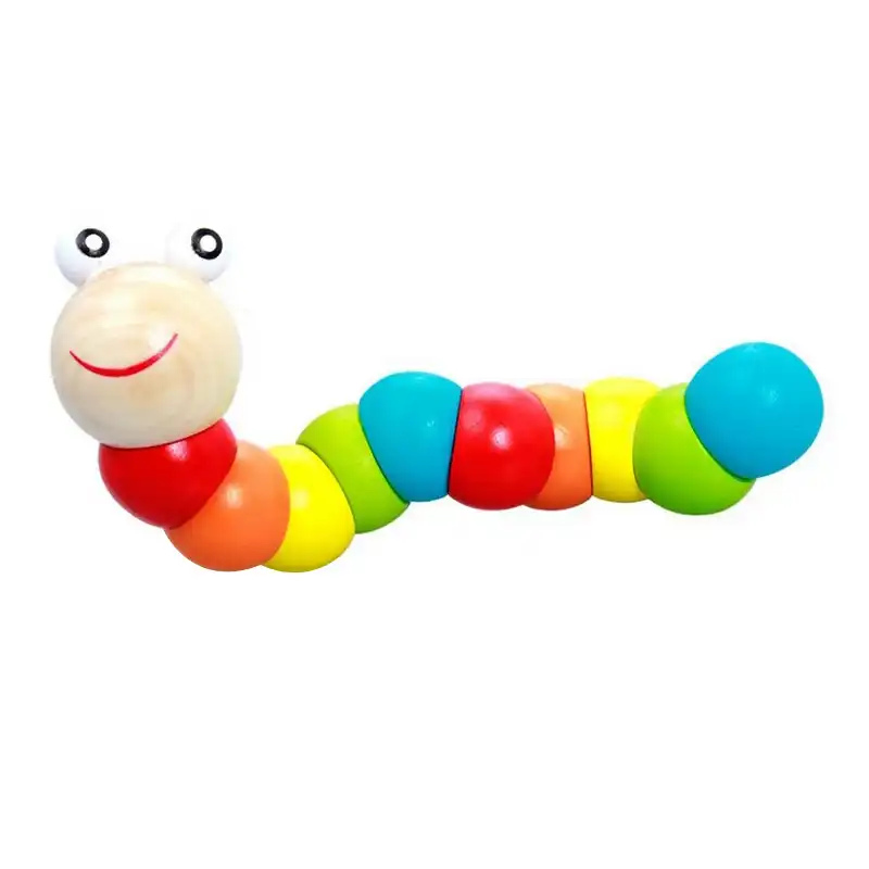 wooden worm baby toy