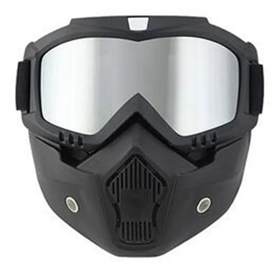 

Moto Motorcycle Goggles Vintage Open Face Helmet Mask Detachable Ski Bike Motocross Goggles Helmet Motorcycle Glasses Mask Black