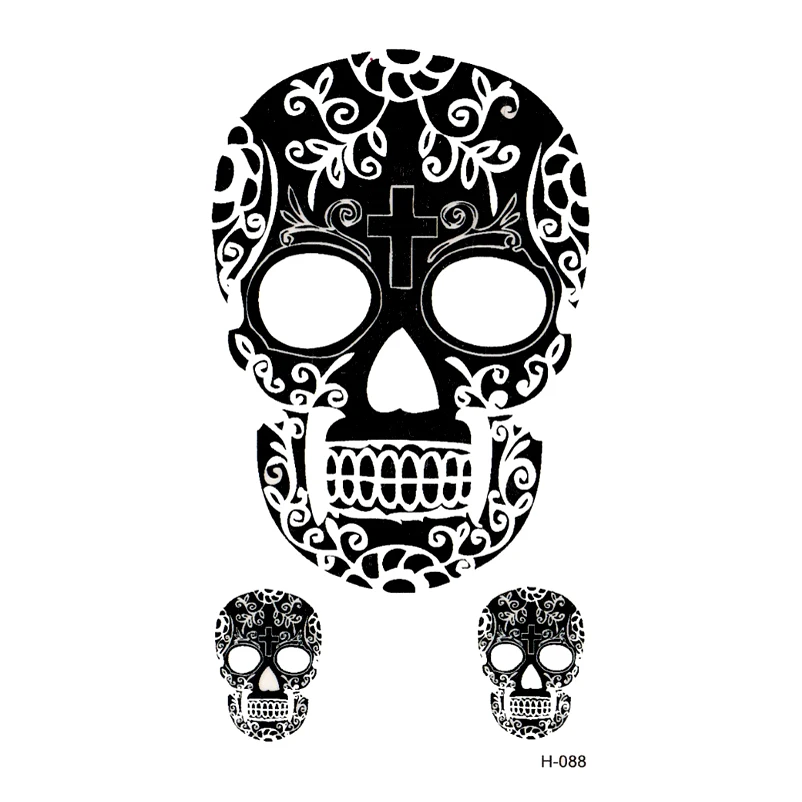 new Skull temporary tattoos sticker waterproof temporary body arts flash tattoo sticker tatoo Men and women