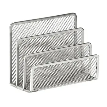 

Affordable Metal Office Mesh Bin & Desk Organiser Set Stationery Tidy Letter Holder, Letter Sorter Silver