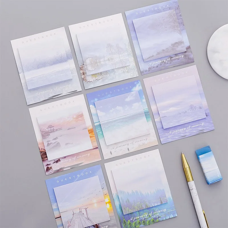 

Creative Tourism Notebooks Writing Memo Pad Landscape Office Sticky School Supplies Kid Boy Girl Stationery Note Page Flags