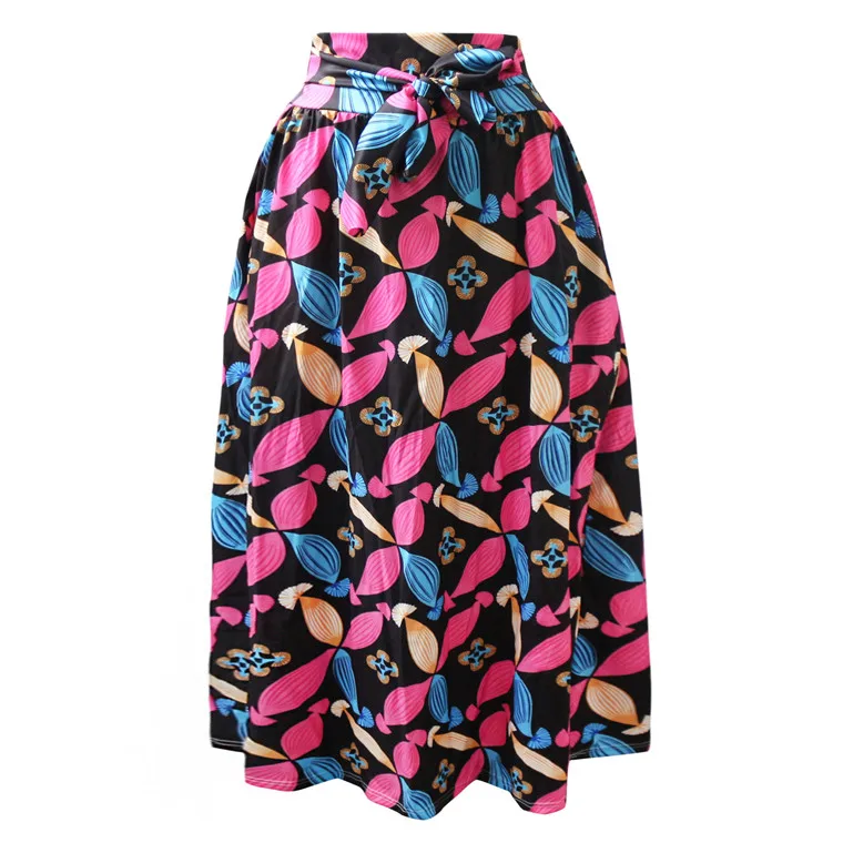 Neophil Винтаж Африканский принт плиссированные мусульманские женские длинные макси юбки размера плюс длина в пол Высокая талия Jupe Longue Femme MS1720 - Цвет: 15