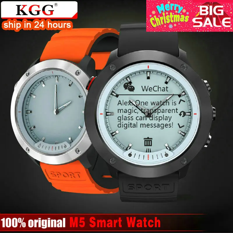 

KGG M5 Smart Watch Transparent Screen Men IP68 Waterproof Heart Rate Monitor Stainless Steel Clock Smartwatch For IOS Android