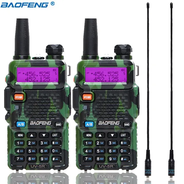 2 шт BaoFeng UV-5R портативная рация VHF/UHF136-174Mhz& 400-520Mhz Двухдиапазонная двухсторонняя радио Baofeng портативная UV5R радиоантенна - Цвет: Camo add 2 na-771