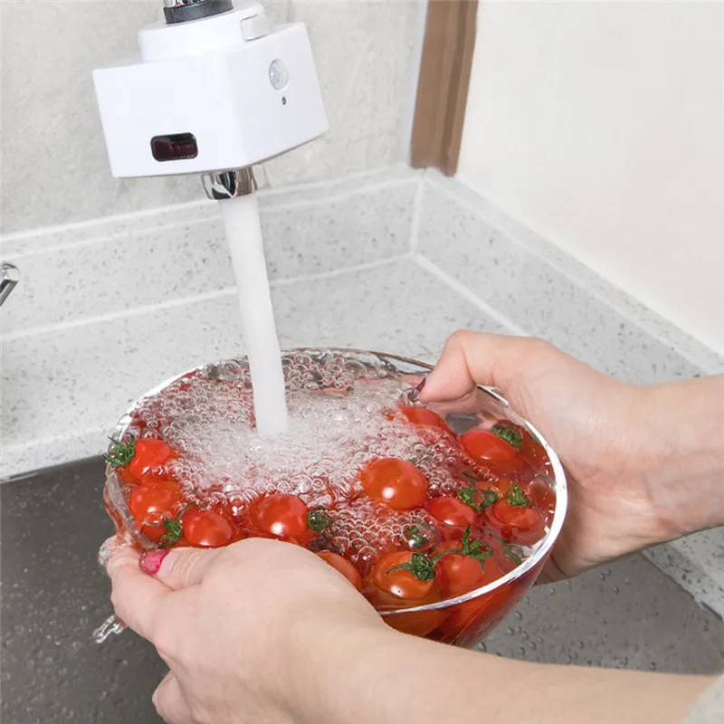 Smart Infrared Sensor Faucet Double Induction Water Filter Aerators Kitchen Water Saving Touchless Automatic Water Out Device