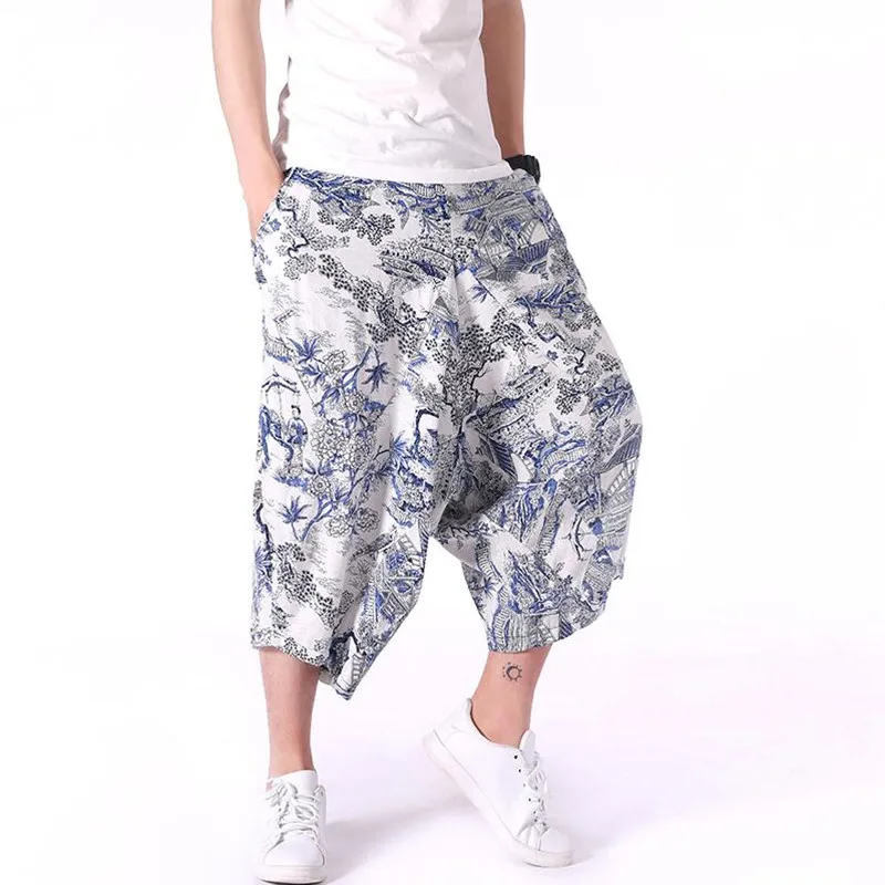 Sinicism Store Харадзюку 5XL шаровары мужские летние хлопковые льняные винтажные мешковатые джоггеры Японская уличная Повседневная Толстовка