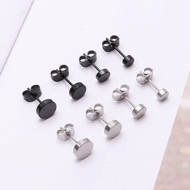 Buy Men Punk Barbell Gothic Stud Earrings Round Bolt