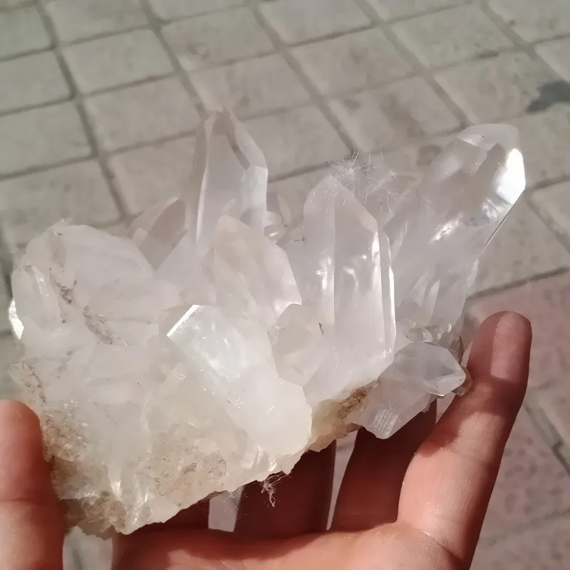 

DHXYZB 300-800g Natural white crystal clear cluster Original Stone Quartz Mineral Specimen rock Raw Gemstone reiki Healing Decor
