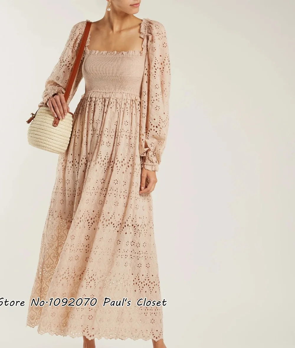Женское бледно-розовое Bayou Blouson Broderie Anglaise Хлопковое платье Макси
