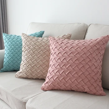 

45*45cm Modern simple classical cushion cover pillowcase sofa hand-woven suede fabric lumbar pillow cover decorative home