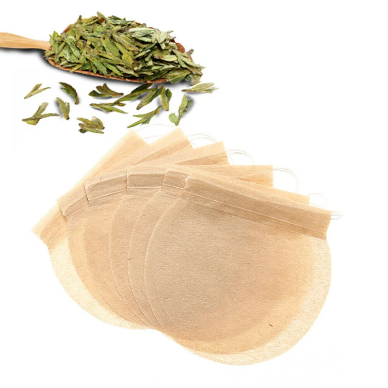 

Round Tea Bags Teabags Empty Scented Tea Bags Filter Infuser with String Heal Seal Paper Teabags for Herb Loose Rose Tea