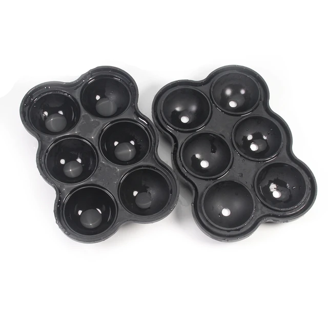 Silicone Ice Cube Trays Round Ice Cube Mold Spheres Ice Ball Maker (6 Round  Ice Ball Black)