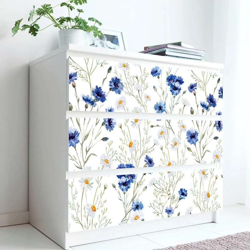 Tofok свежие наклейки для шкафа с ромашками s цветы самоклеящиеся ящики украшения для шкафа DIY наклейки для дома мебельные обои