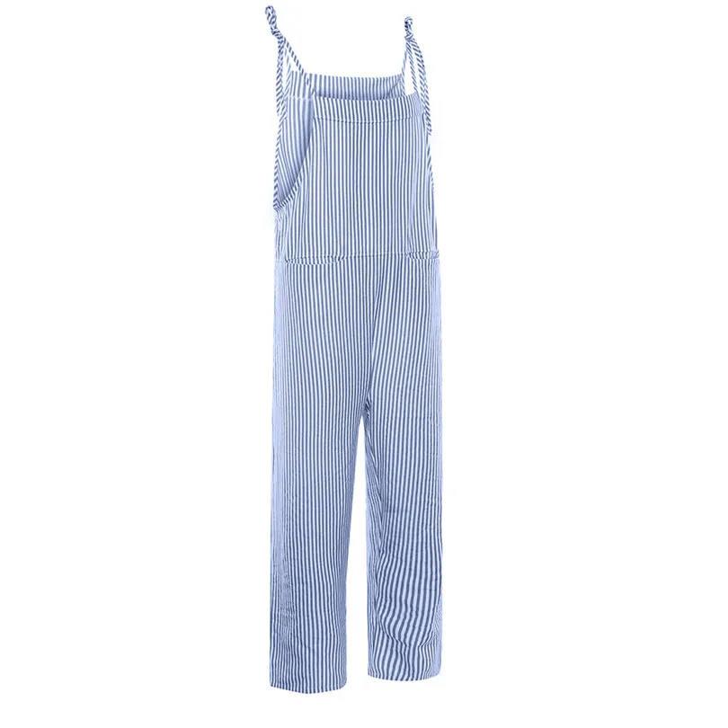 Sleeveless Overalls For Women Pocket Jumpsuit Summer Striped Rompers Womens Jumpsuit Loose Combinaison Femme 40MAY1411