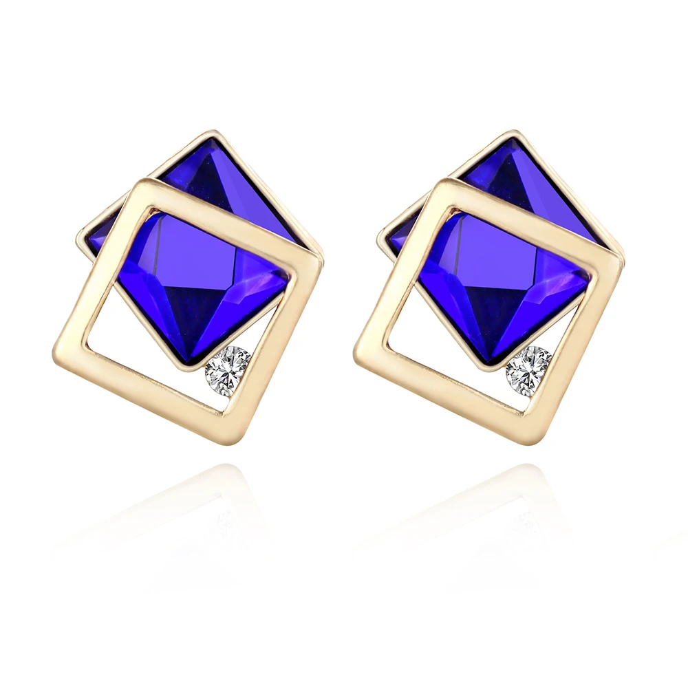 

Korean Hot Bride Wedding Earrings Square Geometric Stud Earrings For Women Rhinestone Earings Fashion Jewelry Brincos Oorbellen