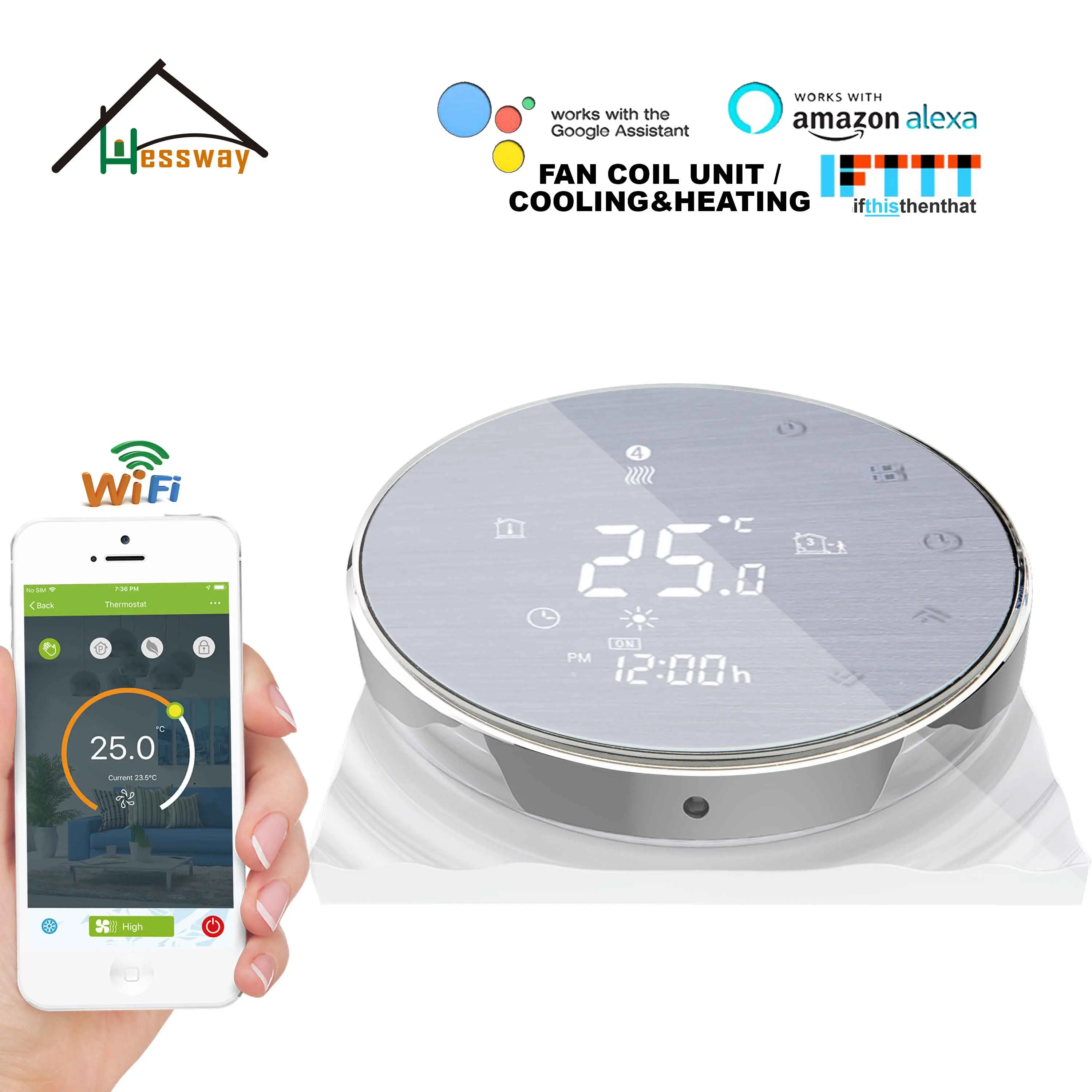 Wi Fi термостат HESSWAY TUYA охлаждение нагрев для умного google home рисование