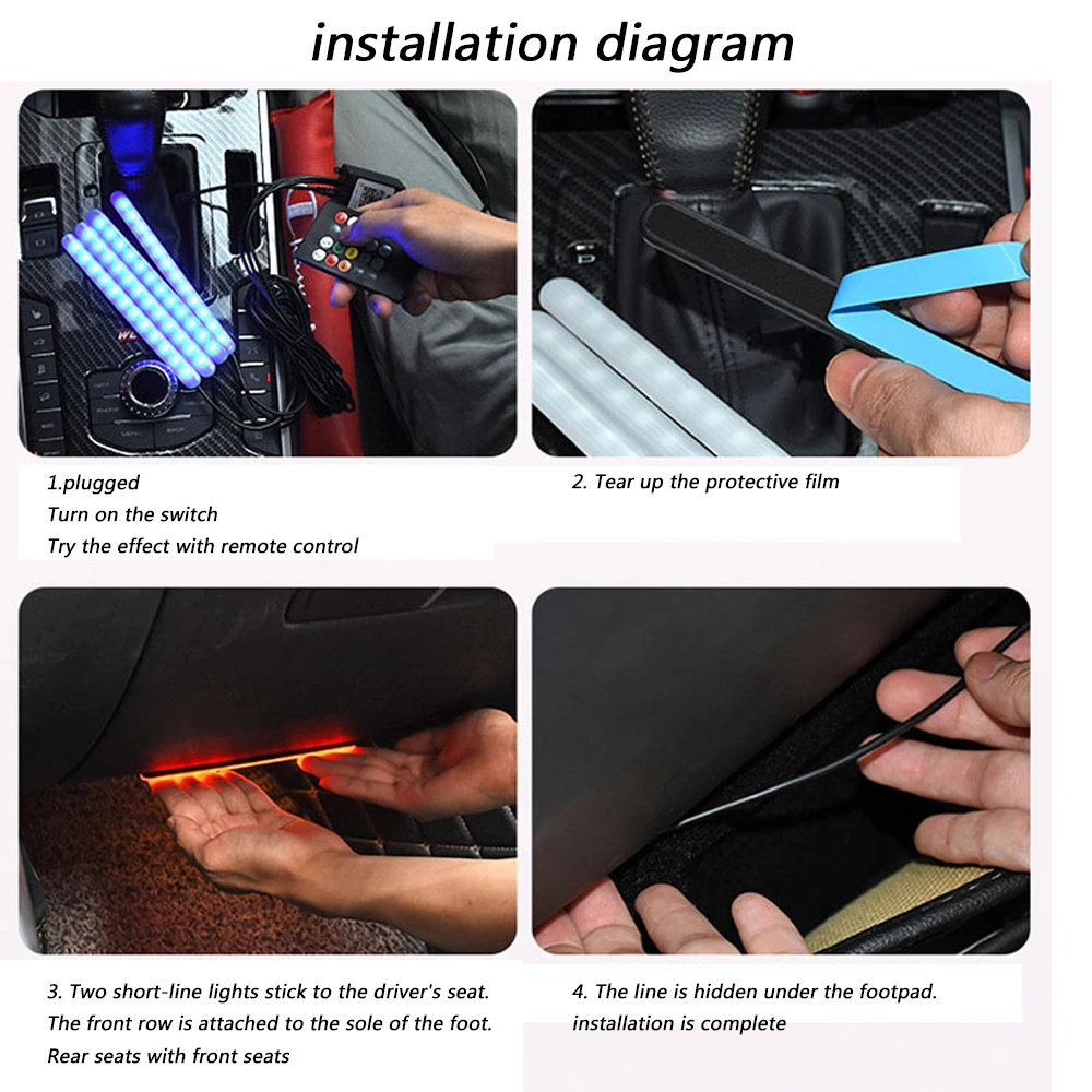 Автомобильные RGB светодиодный цветные декоративные атмосферные лампы красочные