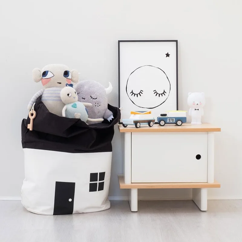 Room Decoration Large Capacity Cute House Storage Bag Children Kids Toy Baby Cotton Canvas Toys Beam Port Pouch Home Decor