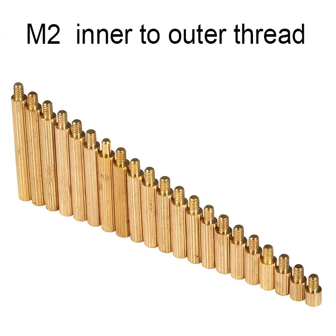 M2 thread copper spacer Length 3-32mm +3mm outer kurneled nut Monitor connecting column Copper Nut threaded pole CCTV |