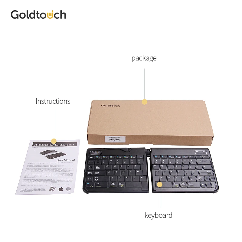 GOLDTOUCH эргономичная Bluetooth беспроводная клавиатура, портативная Регулируемая по высоте и складная клавиатура для Mac и ПК