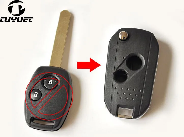 

2 Buttons Modified Flip Folding 2B Remote Car Key Shell For Honda Accord Civic