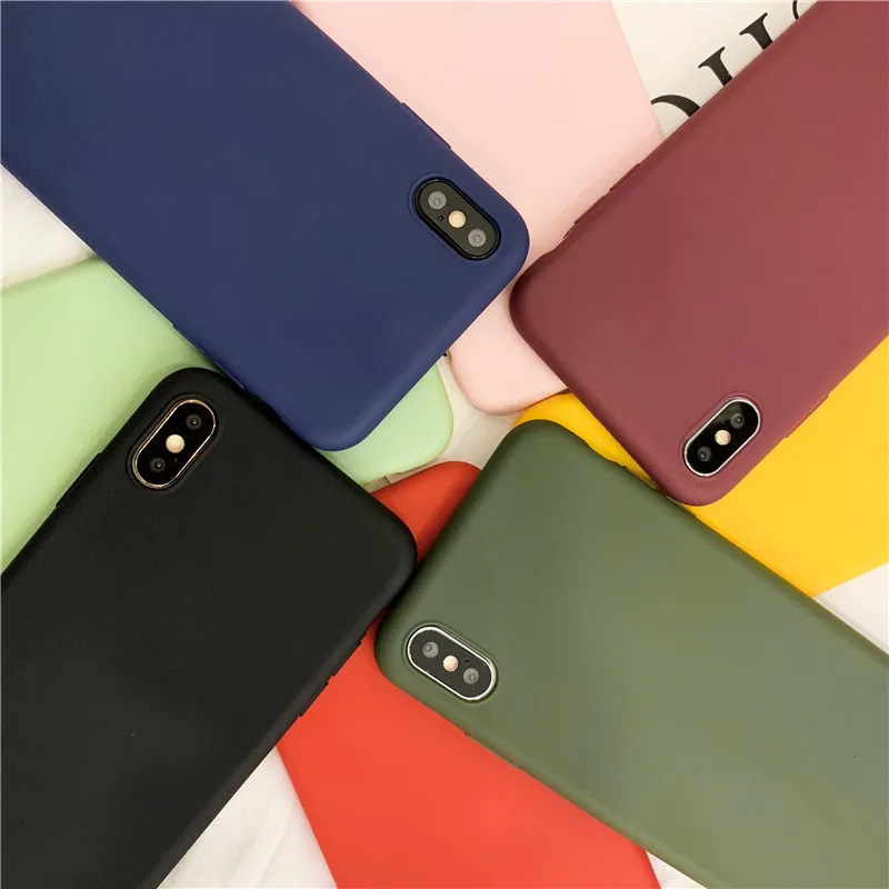 For iphone case fashion Colorful color Phone Cases For iphone 7 6 6s 8 plus case For iphone X XS XR max Back Cover Soft Silicone