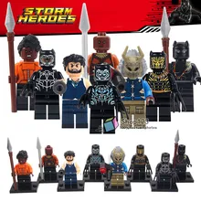 100 шт/лот супер герой кирпичи Черная пантера Erik Killmonger Ulysses Klaw Okoye строительные блоки детские подарочные игрушки X0184