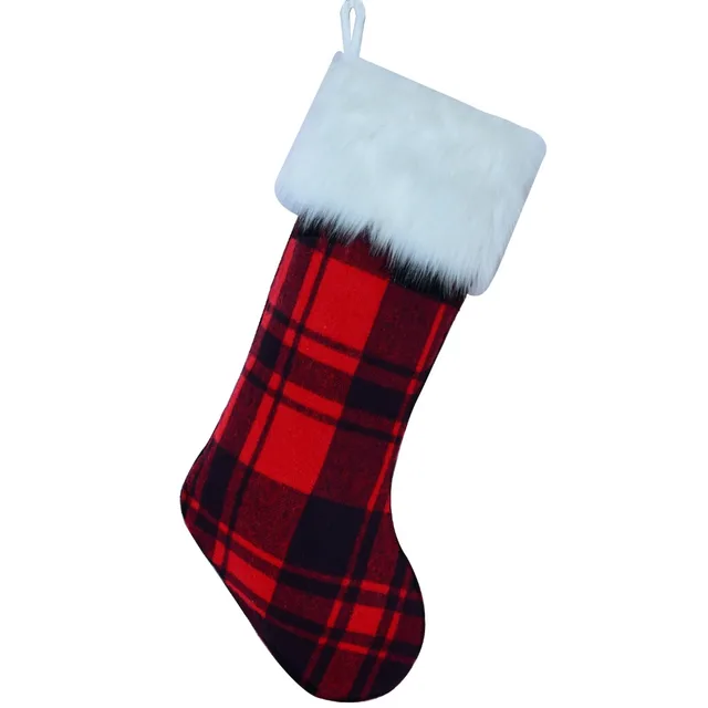 free shipping red with black plaid with faux fur cuff buffalo check christmas stocking christmas tree - Black Christmas Stockings free shipping red with black plaid with faux fur cuff buffalo check christmas stocking christmas tree - Black Christmas Stockings