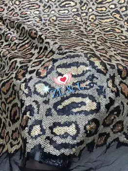 

Classic Leopard Sequins Embroidered French Mesh African Lace Fabric for Dresses DIY Clothing Nigeria Lace