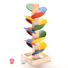 Children DIY Wooden Toys Colorful Building Blocks Tree Marble Ball Run Track Toys Kids Wood Game