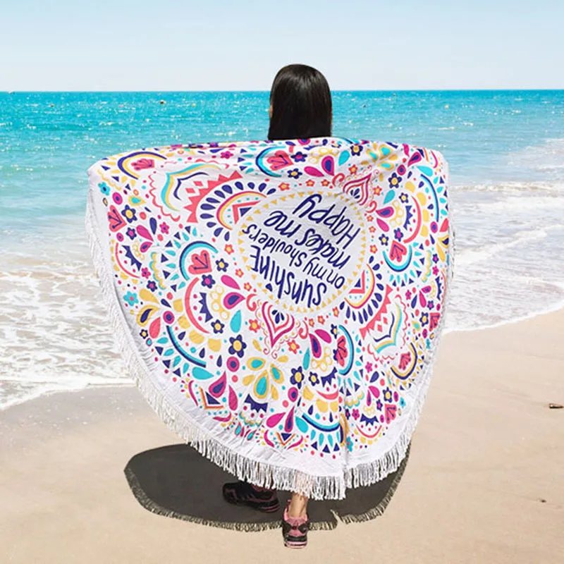 

Pareo Beach Cover Up Round Beach Towel Tunics For Beach Blanket Picnic Camping Cotton Sand Mayo Tapete Telo Mare Moda Praia