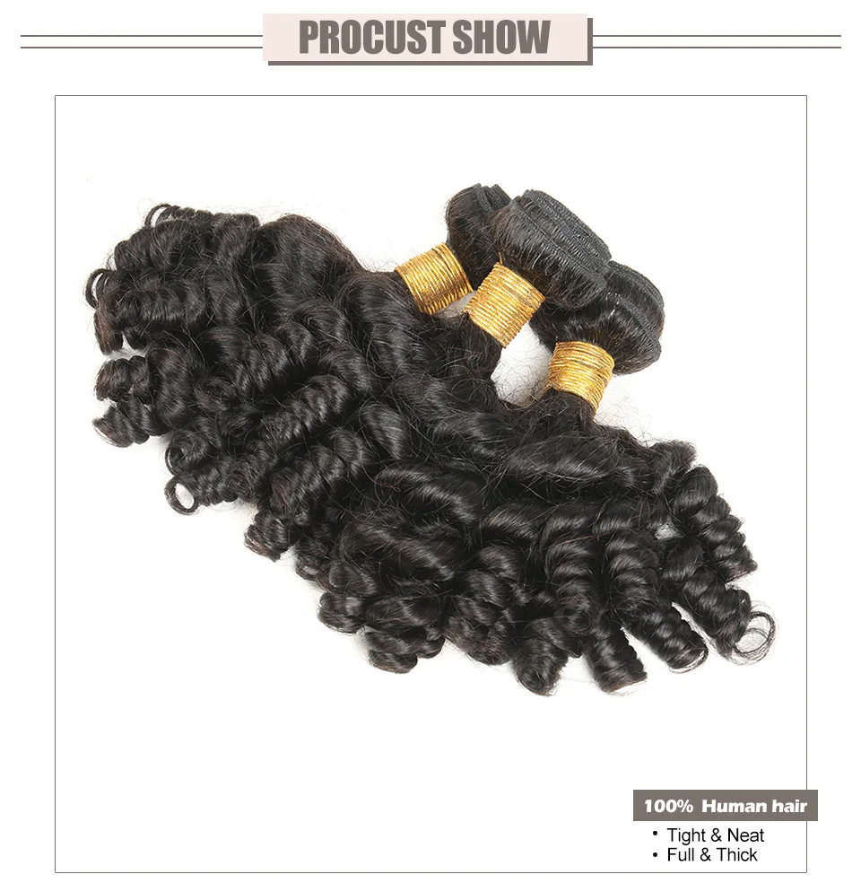 Hair Villa Pre-Colored Human Hair Weave Brazilian Funmi Curly  4 Bundles #1B Natural Black 8-26 Inches Non-Remy Hair Weft (1)