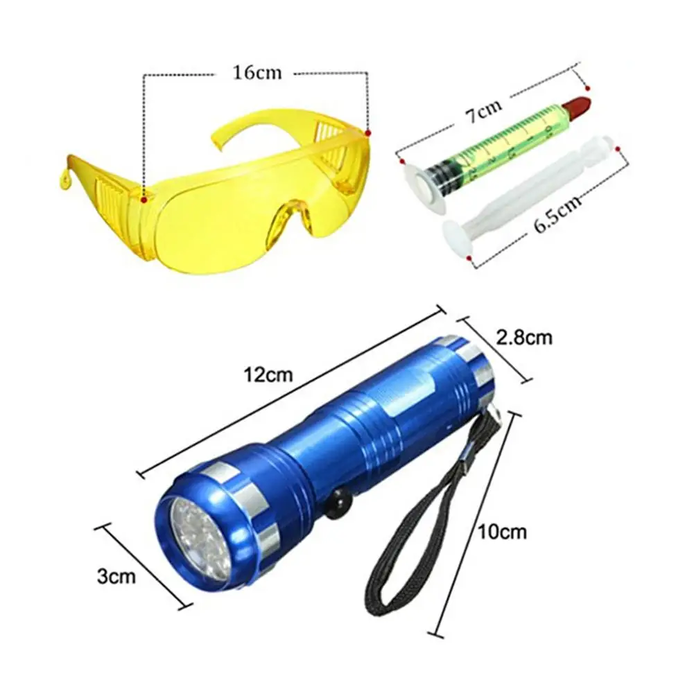 New Style Car R134A R12 Air Conditioning Fluorescence Leak Detector A/C Sealing System Kit LED Flashlight UV Car Repair Tool