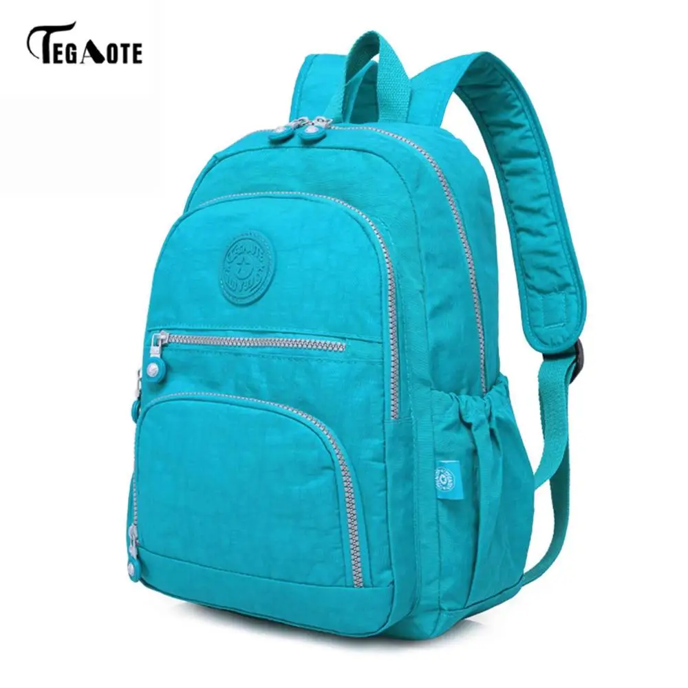 TEGAOTE, классический мини школьный рюкзак для девочек-подростков, повседневные Рюкзаки для женщин, фирменный нейлоновый рюкзак через плечо для ноутбука - Цвет: Небесно-голубой